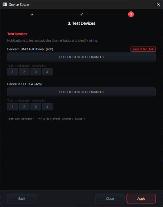 Device Setup -- Step 3: Test Devices