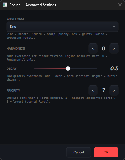 Advanced Settings dialog